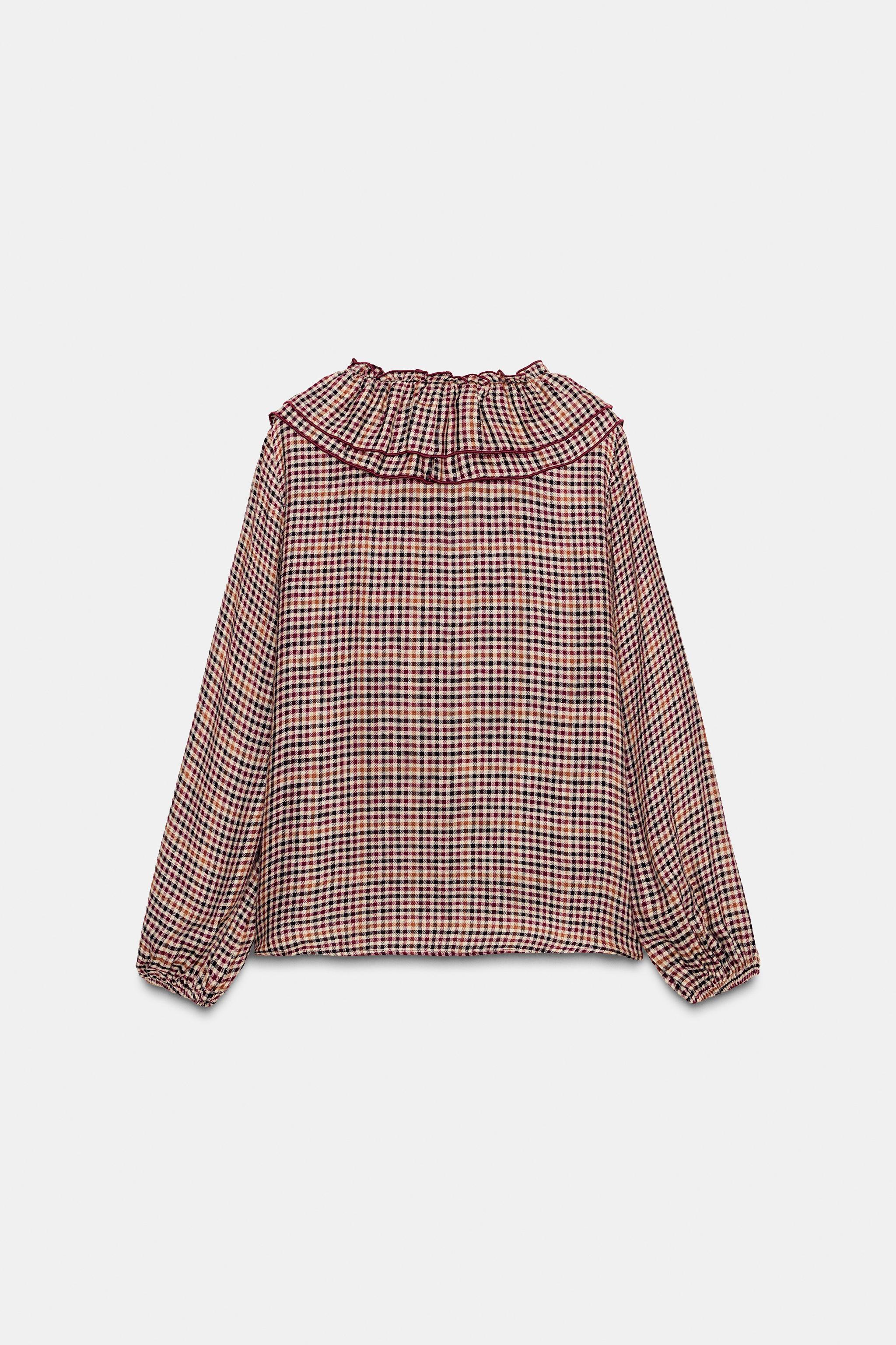 PLAID RUFFLED BLOUSE